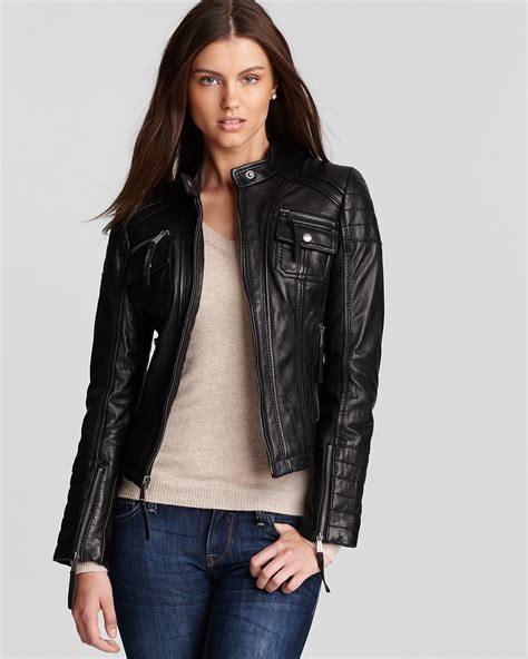 front zip leather jacket michael michael kors|Michael Kors Leather Zip.